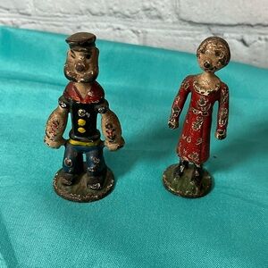 Vintage 1929 Hubley Popeye & Olive Oyl Paper Weights Cast Iron